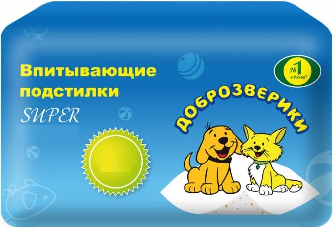 Подстилки Доброзверики впитывающие супер 60*40*30шт