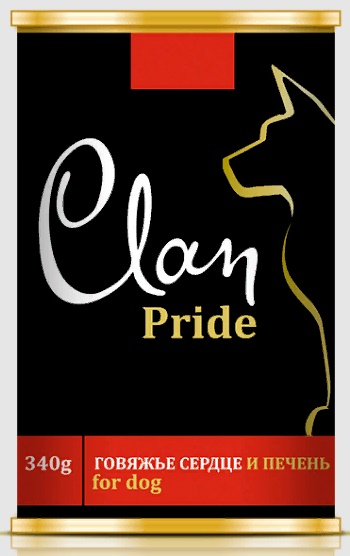 CLAN PRIDE конс. д/собак №94 Гов. сердце и печень 340 г