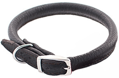 Ошейник кожаный цветной круглый "Cord" d10мм, пряжка 16мм, обхват 40-46см (TM "ZooM")