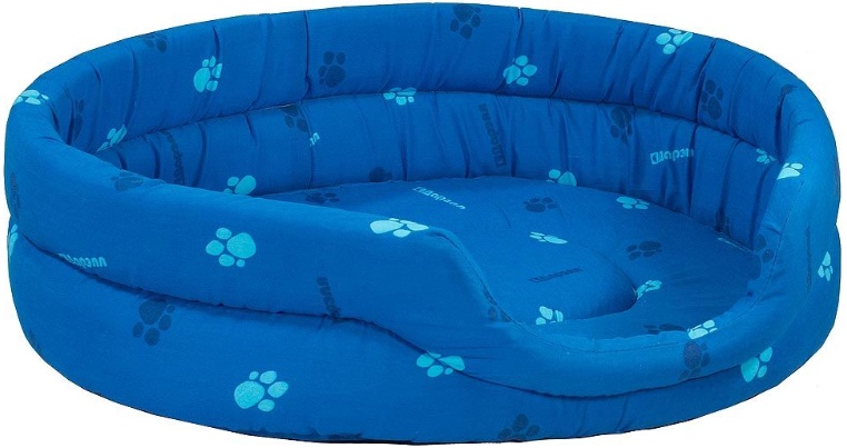 Лежак овальный стеганый 64*51*17см синий