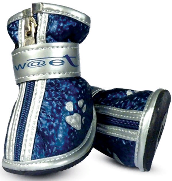 Ботинки для собак синие с "лапками", (уп.4шт.)