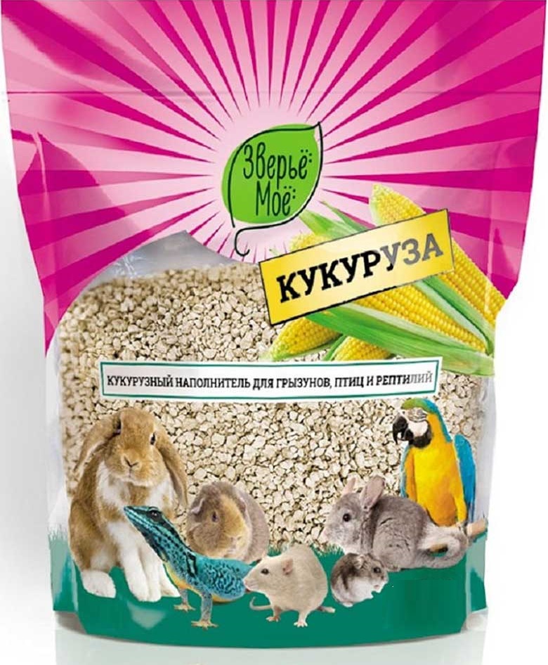 Наполнитель Зверьё моё д/грызунов, птиц, рептилий Кукуруза 3,5кг