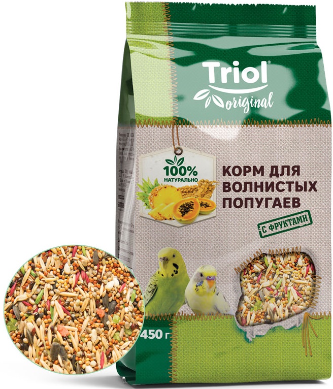 Корм Triol Original для волнистых попугаев с фруктами, 450г