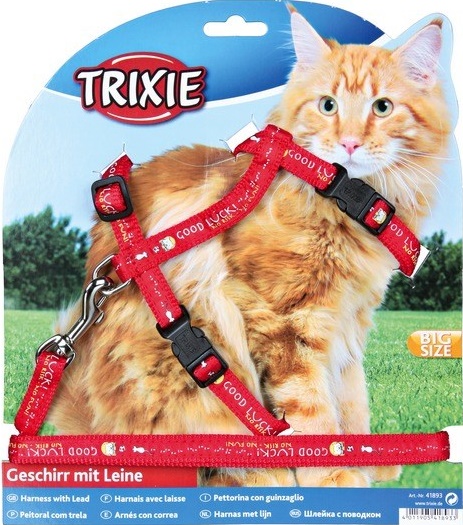 Шлейка с поводком для крупных кошек,  34-57см/13мм