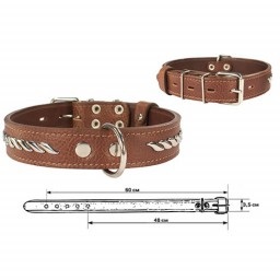 Ошейник 2-х слойный  35мм 48-60см украшенный "Бюргер"
