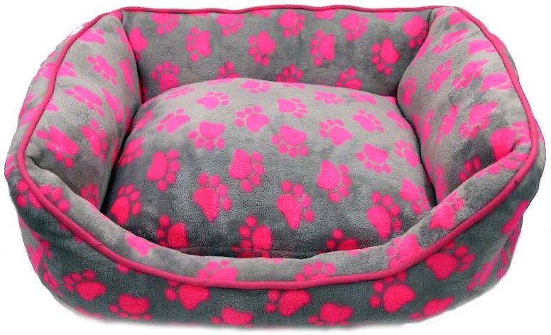 Лежак "Лапки" серо-розовый М