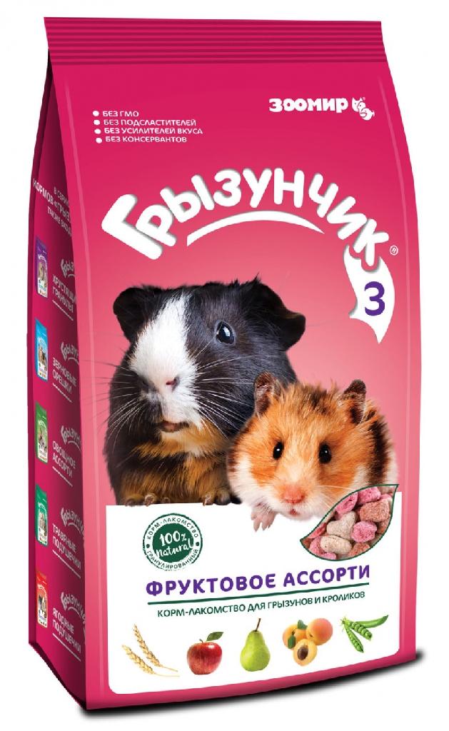 ЗООМИР "Грызунчик 3 фруктовое ассорти" 200г