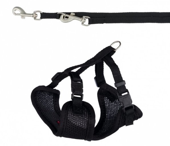 Шлейка д/щенков с поводком, 33-47см/10мм, 2м, черный