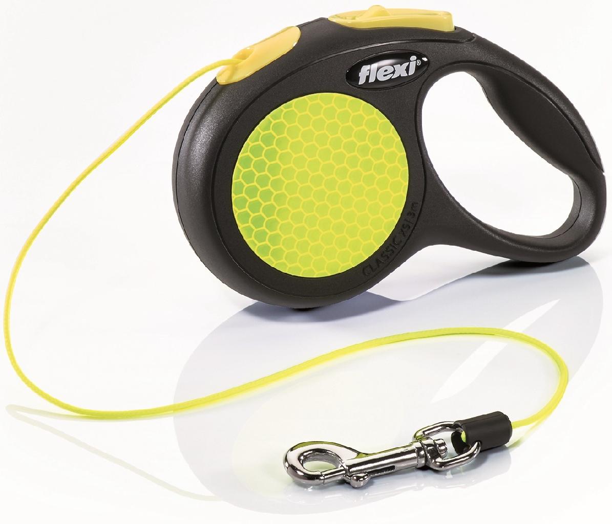 Рулетка FLEXI "NEON SAFETY PLUS" M трос 5м до 20кг, чёрный/неон