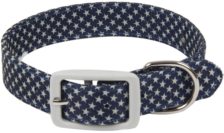 Ошейник тканевый для собак "Звездочки" M, синий, 20*280-370мм