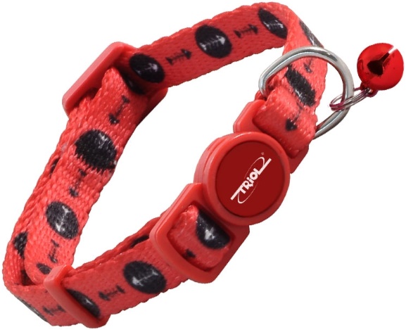 Ошейник нейлоновый для кошек "Косточки", 10*210-330мм