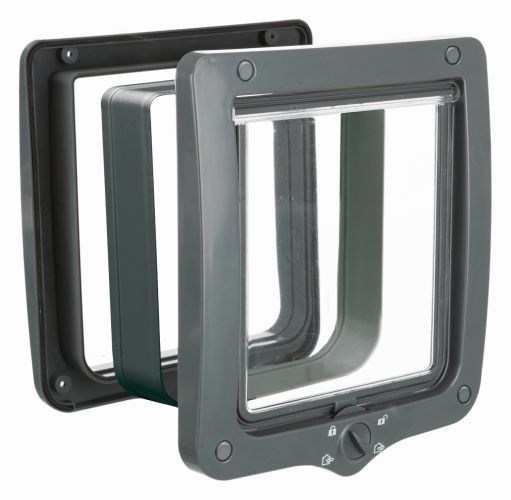 Дверца для кошки 4-Way c туннелем, XL: 24х28см, серый