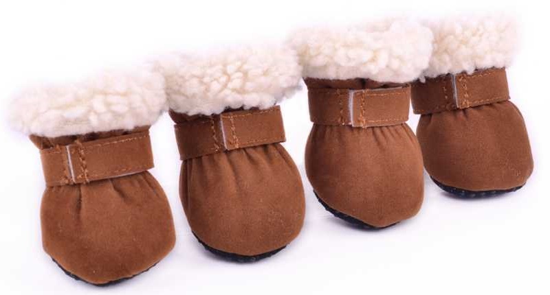 Ботинки для собак на липучке с мехом