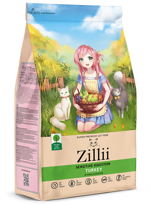 ZILLII Sensitive Digestion Cat корм для кошек с чувствительным пищеварением Индейка