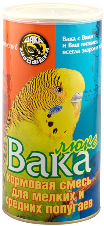Вака Люкс корм для мелких и средних попугаев 1000г (банка)