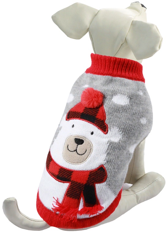 Свитер Белый мишка серо-белый