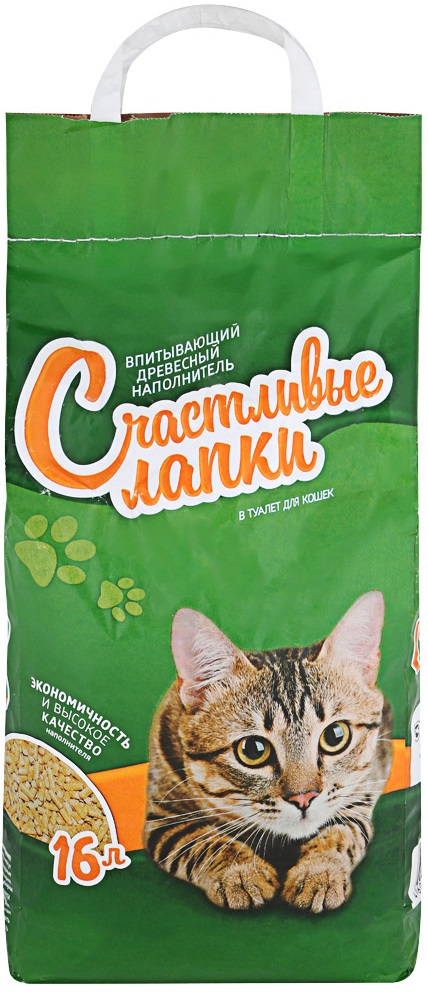 Наполнитель Счастливые Лапки д/к древесный 16л