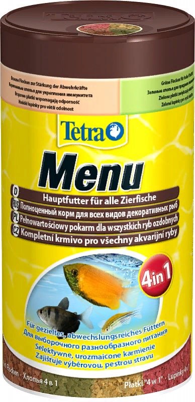 TetraMenu корм 4 вида мелких хлопьев для всех видов рыб 100мл