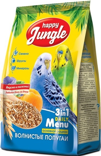 HAPPY JUNGLE Корм для волнистых попугаев 500г