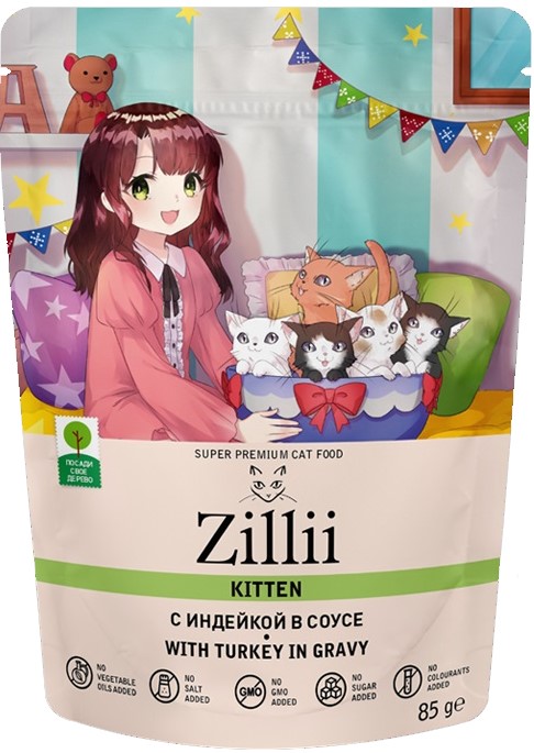 ZILLII пауч для котят Индейка в соусе 85г