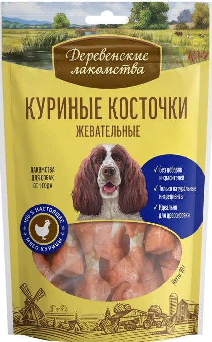 Деревенские лак-ва д/собак Косточки куриные, жевательные 90г