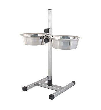 Кормушка регулируемая ZooM хром, h50см,2*1,5л,D20см,миски