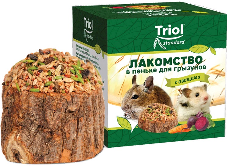Лакомство в пеньке Triol для мелких грызунов с овощами, 70г