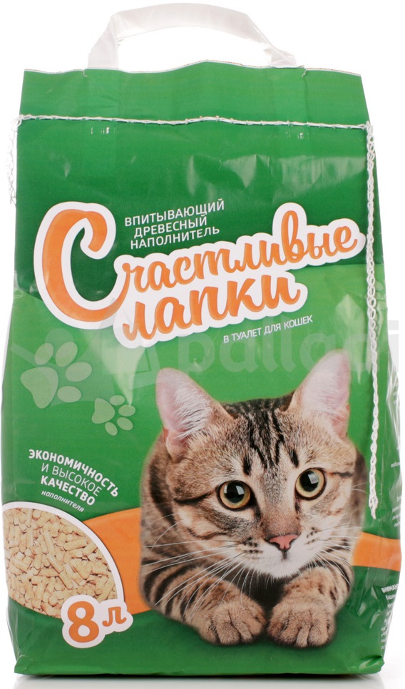 Наполнитель Счастливые Лапки д/к древесный 8л