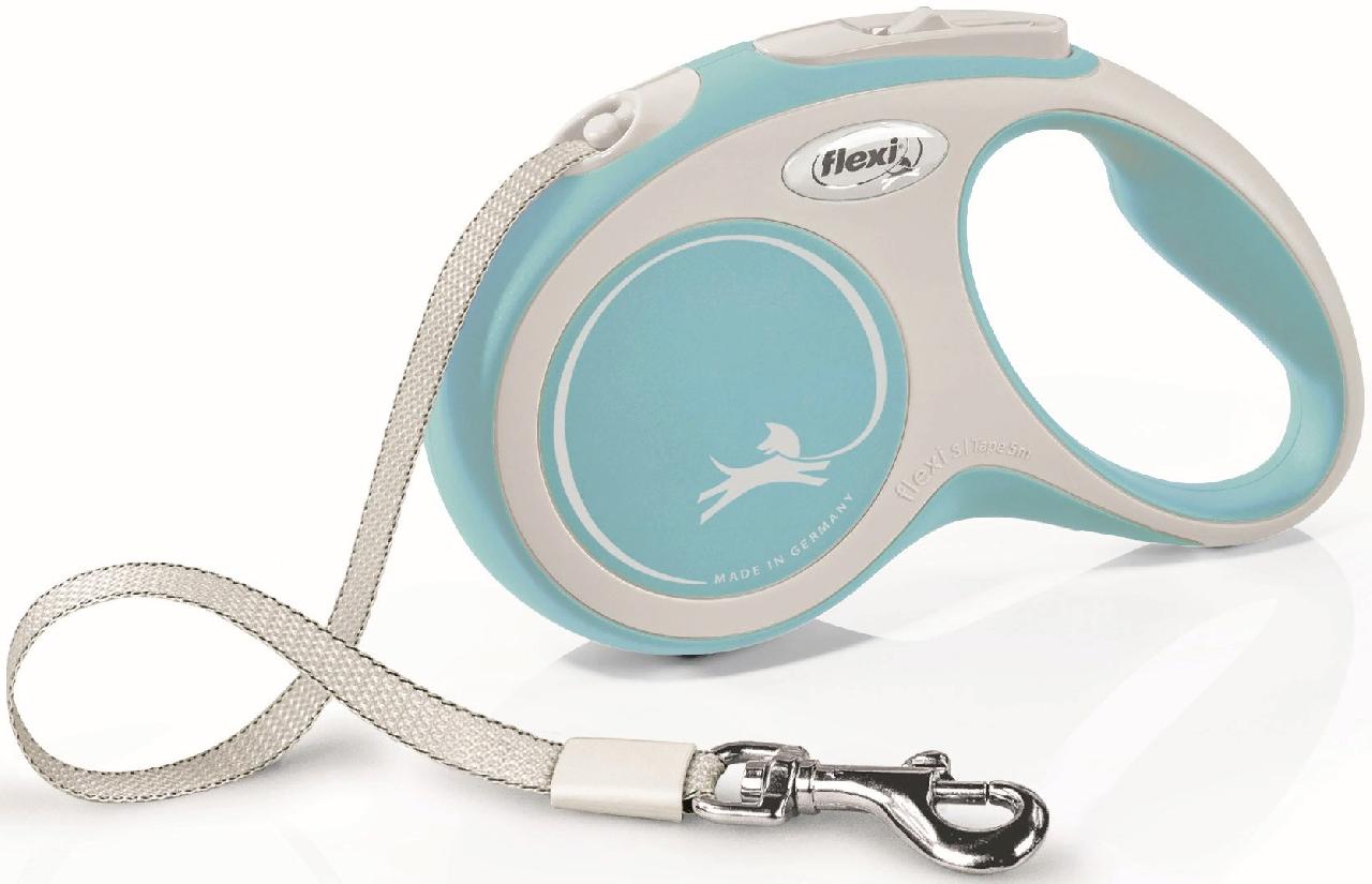 Рулетка FLEXI NEW COMFORT S ремень 5 м до 15 кг, светло-голубой