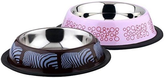 Миска на резинке №2 цветная "Зебра и Леопард"  Собака 0,71л