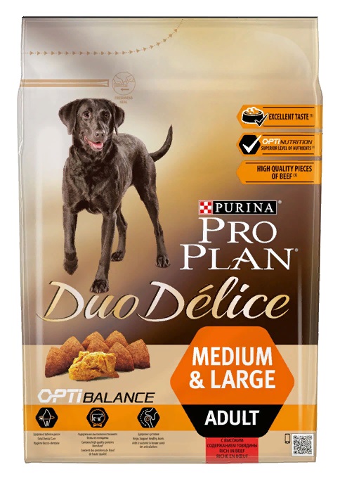 Проплан ДУО Делис корм для собак средних и крупных пород говядиной