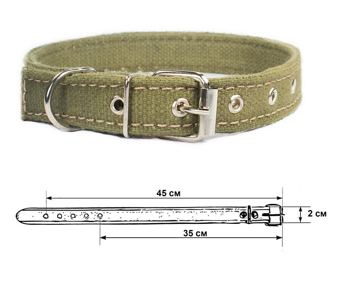 Ошейник брезентовый 20мм 2 слоя 35-45см «Cotton»
