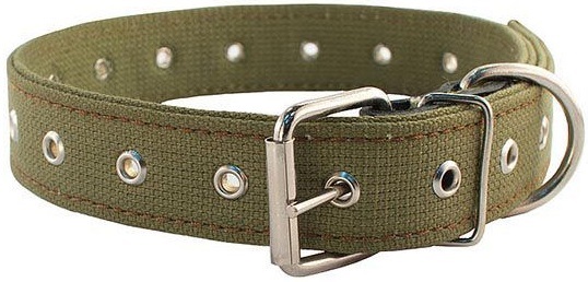Ошейник брезентовый 45 мм 2 слоя обхват до 70см универсальный "Cotton"