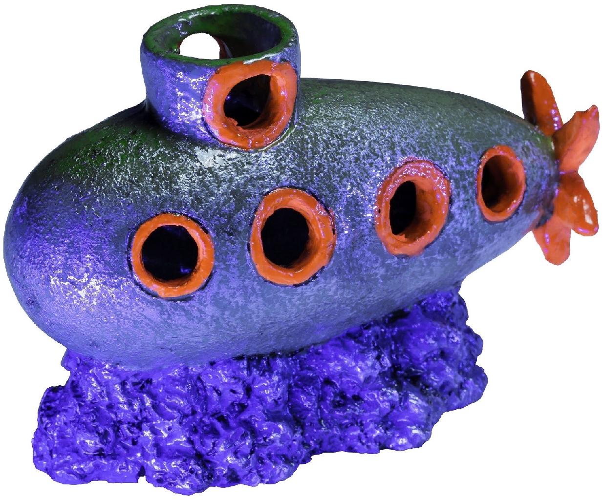 Декорация GloFish флуоресцирующая Субмарина 11х4х7.5см