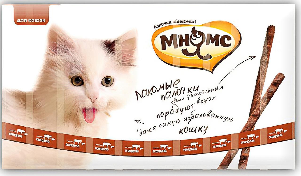 Мнямс лакомые палочки 13,5см для кошек с говядиной и печенью 10х5г