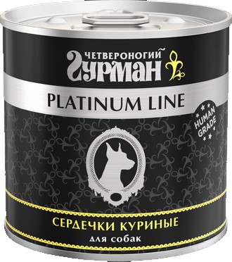 Платинум Сердечки куриные в желе для собак 525г