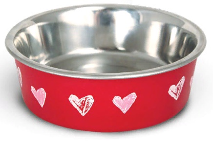 Миска металлическая на резинке "Сердца", 0,15л