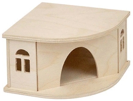 Домик д/мелк грызунов "Угловой" деревянный 13*13*8см